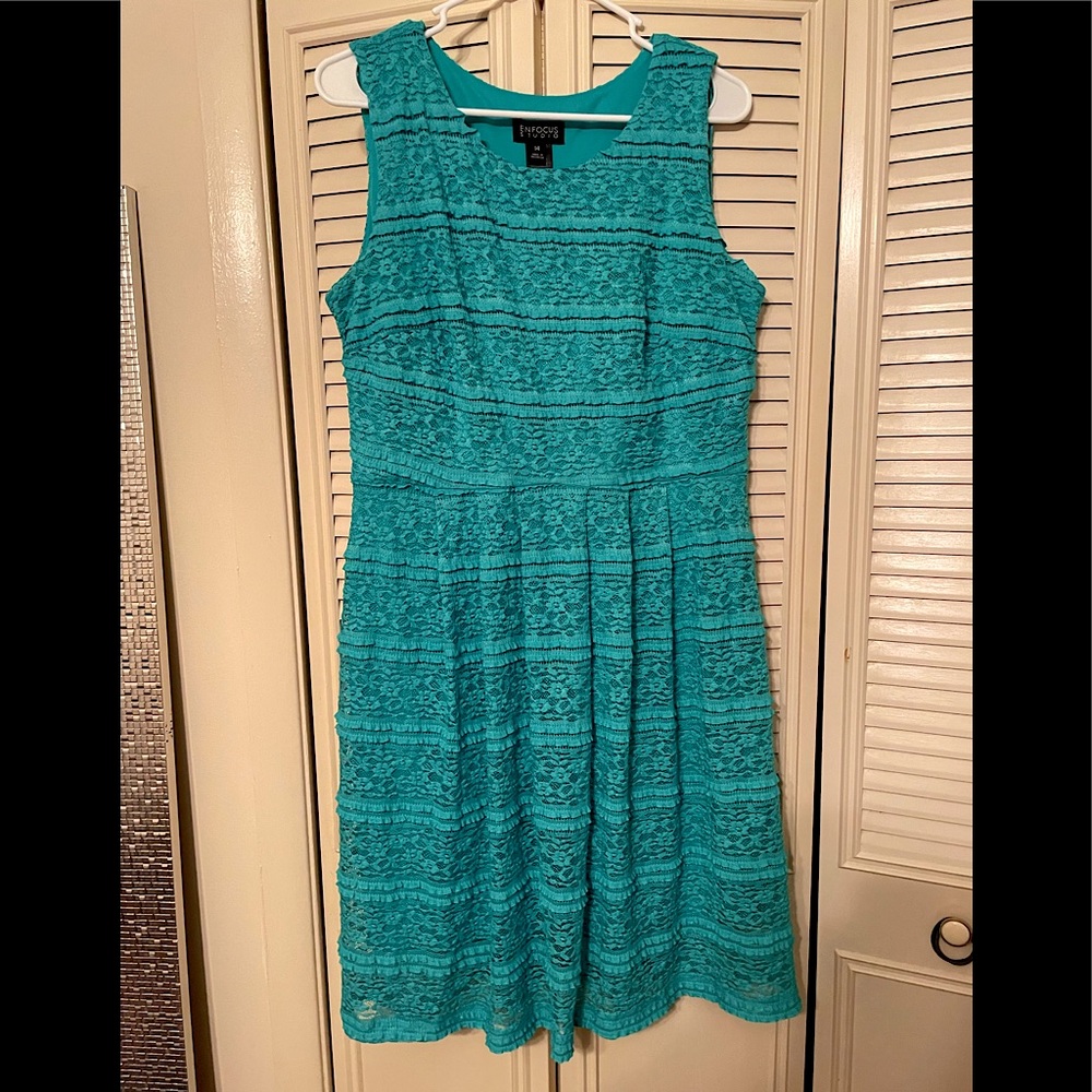 Textured teal Enfocus Studio dress. Like new.